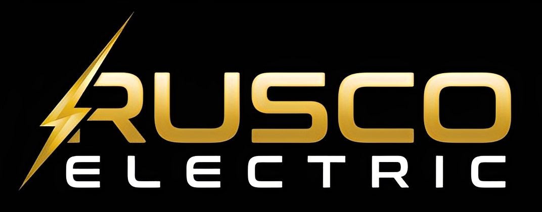Rusco Electric logo with lightning bolt design.