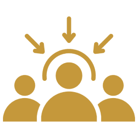 Three people with focus arrows above.